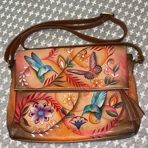 Anuschka Large Leather Crossbody with Zipper Messenger Flap